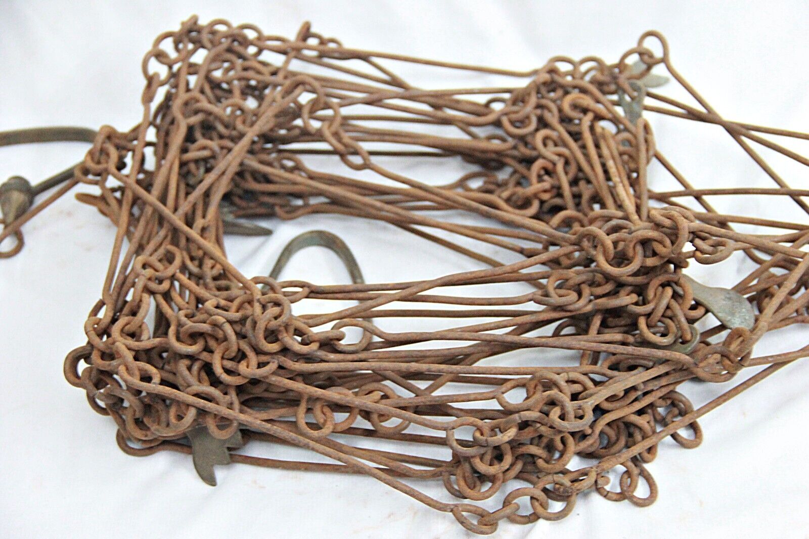 66 Feet Rare Vintage Iron Land Survey Measuring Chain with Brass Handles & Tags