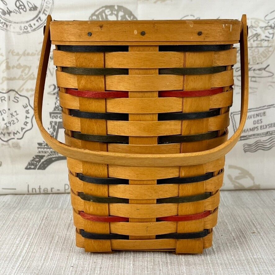 Longaberger 1998 Woven Traditions Large Peg Basket with Plastic Protector