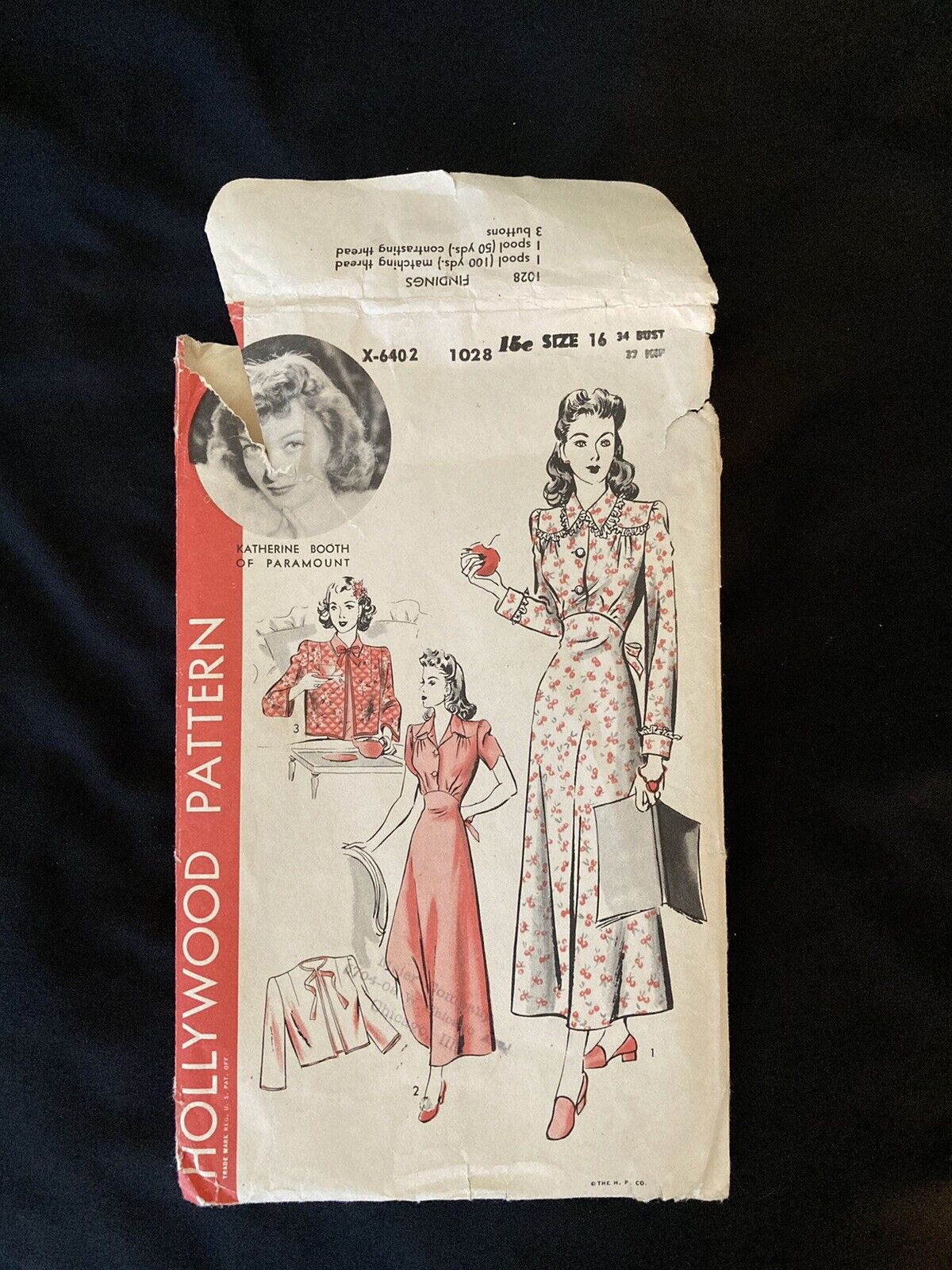 Vintage 1940s Hollywood 1028 Katherine Booth Nightgown Bed Jacket Sewing Pattern