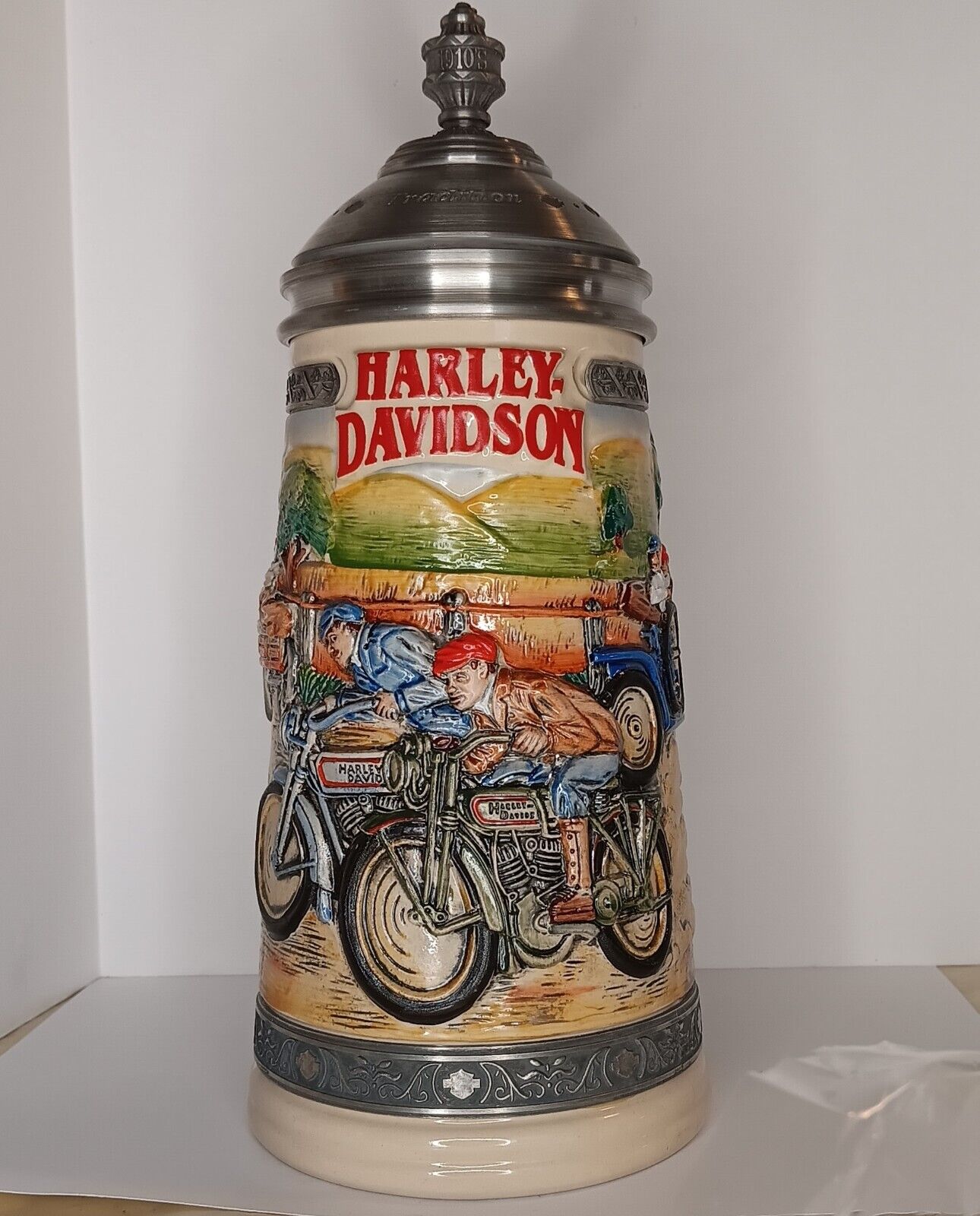 Harley Davidson Rare Limited Edition Lidded Beer Stein Vintage SP Gerz Ceramic