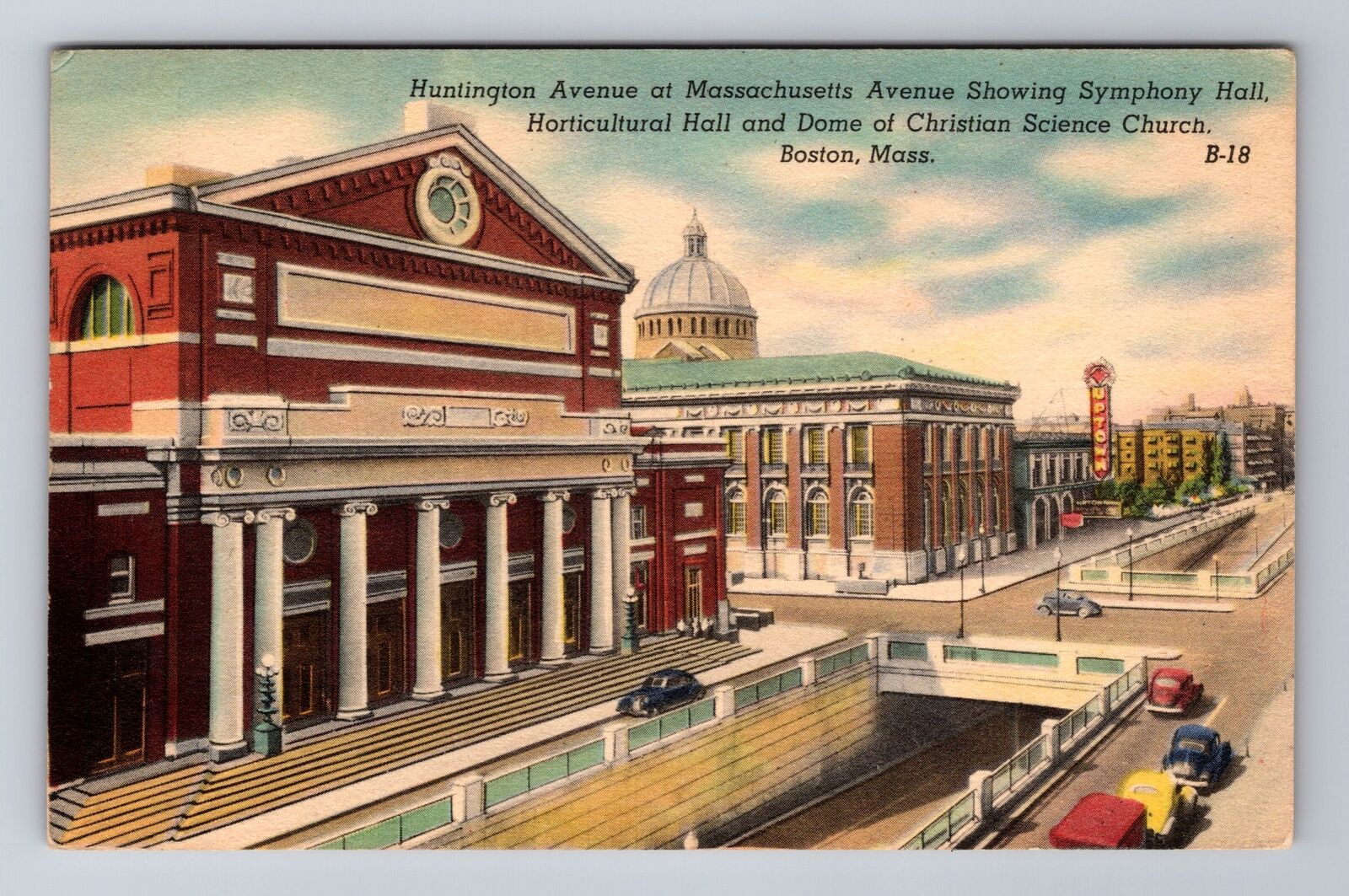 Boston MA-Massachusetts, Huntington Avenue, Advertisement, Vintage Postcard