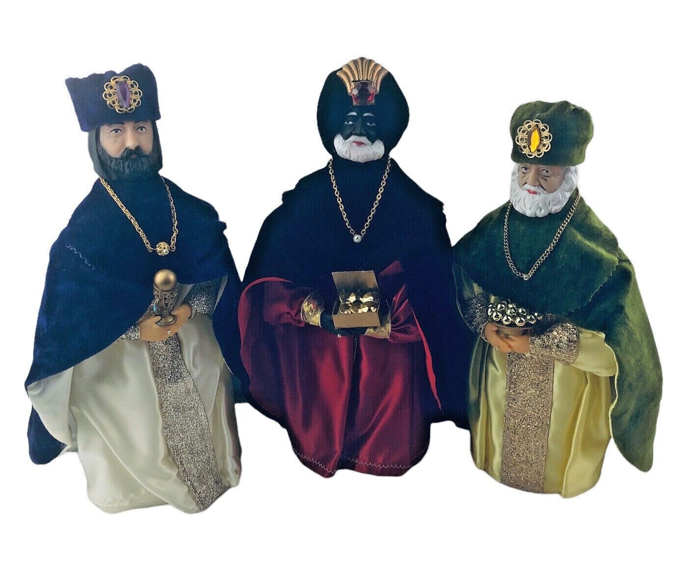 Vtg Christmas Three Wise Men Nativity Decor Handmade Weighted 13” READ