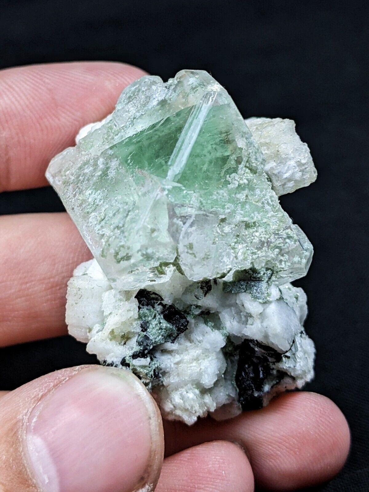 Fluorite with Aquamarine and albite Rare combination from skardu Pakistan 