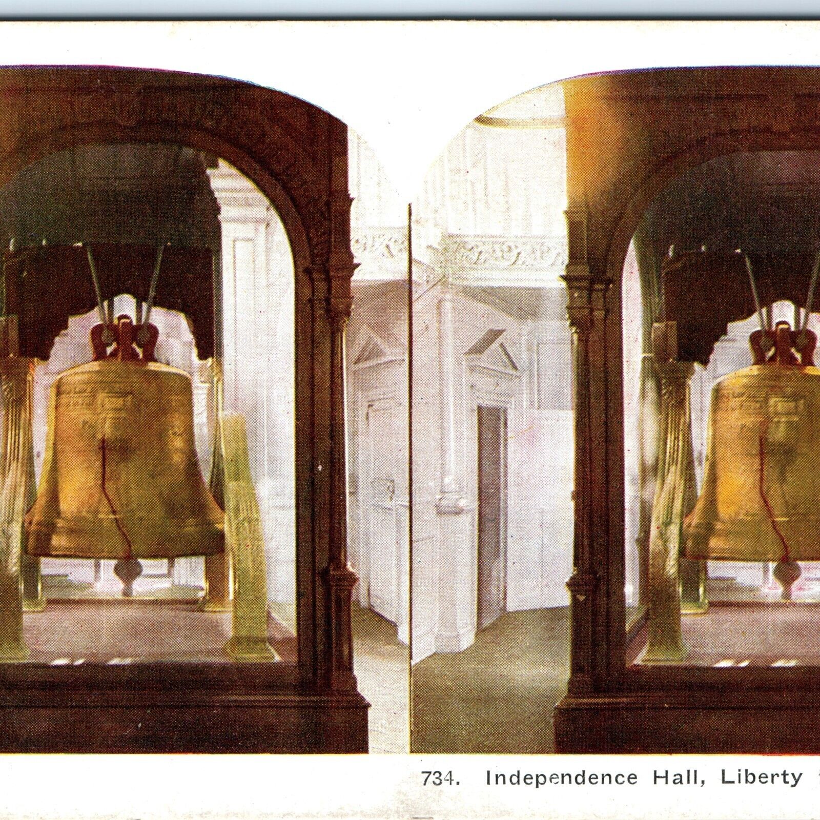 c1900s Philadelphia, PA Independence  Hall Liberty Bell Display Stereo Card V19