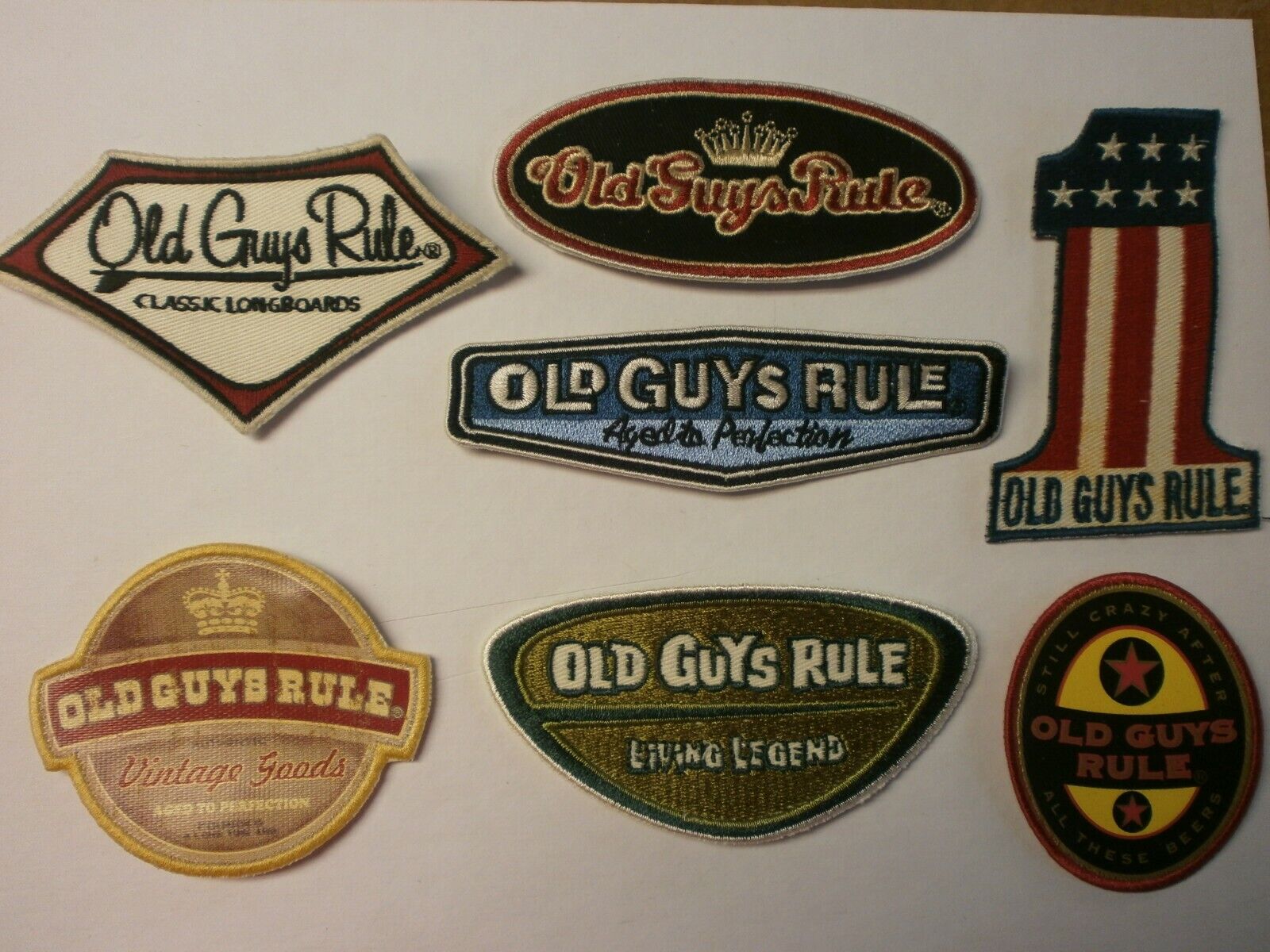 7 OLD GUYS RULE  EMBROIDERED FABRIC PATCHES  YOU GET ALL 7 AS PICTURED