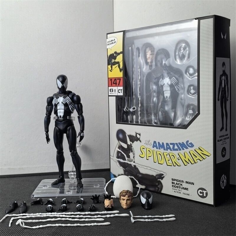 In Stock MAFEX No. 147 Spider-Man Black Costume Comic CT Ver. 6in Action Figure