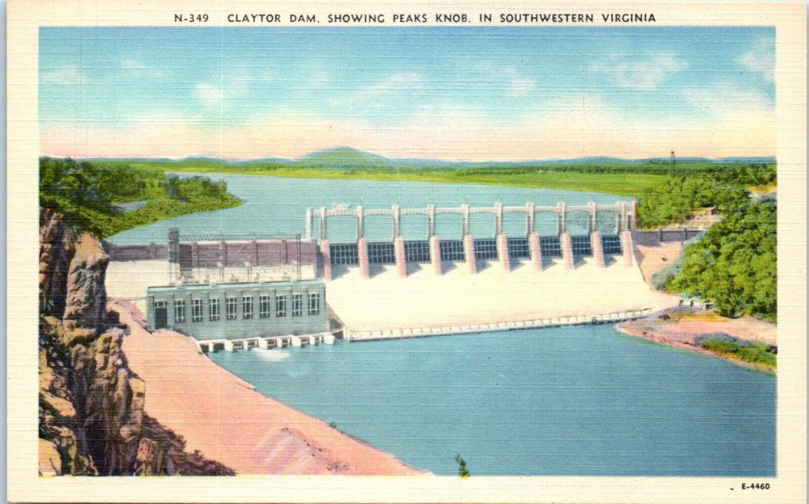 Claytor Dam, Showing Peaks Knob, Southwestern Virginia Postcard