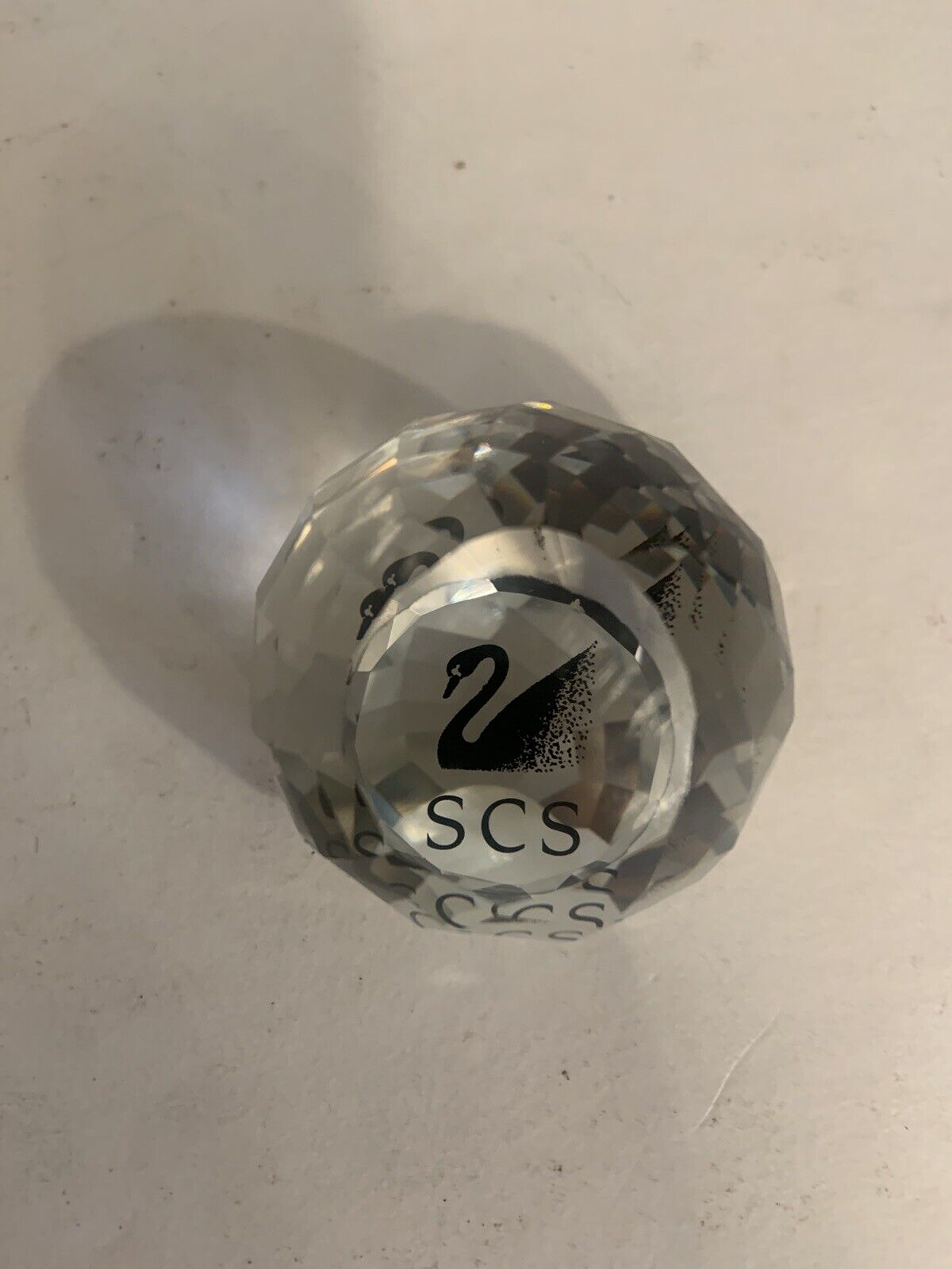 Vntg Swarovski Crystal SCS Black Swan Paperweight Style Mini Ball 1.5” Excellent