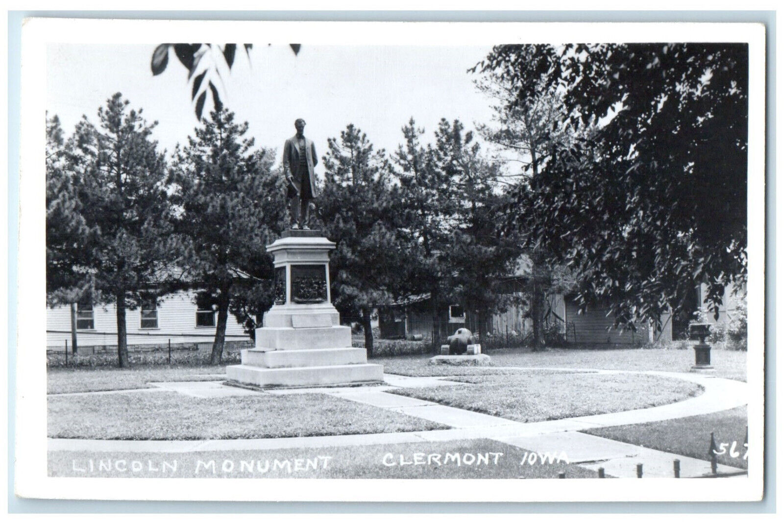 Clermont Iowa IA RPPC Photo Postcard Lincoln Monument c1950's Vintage
