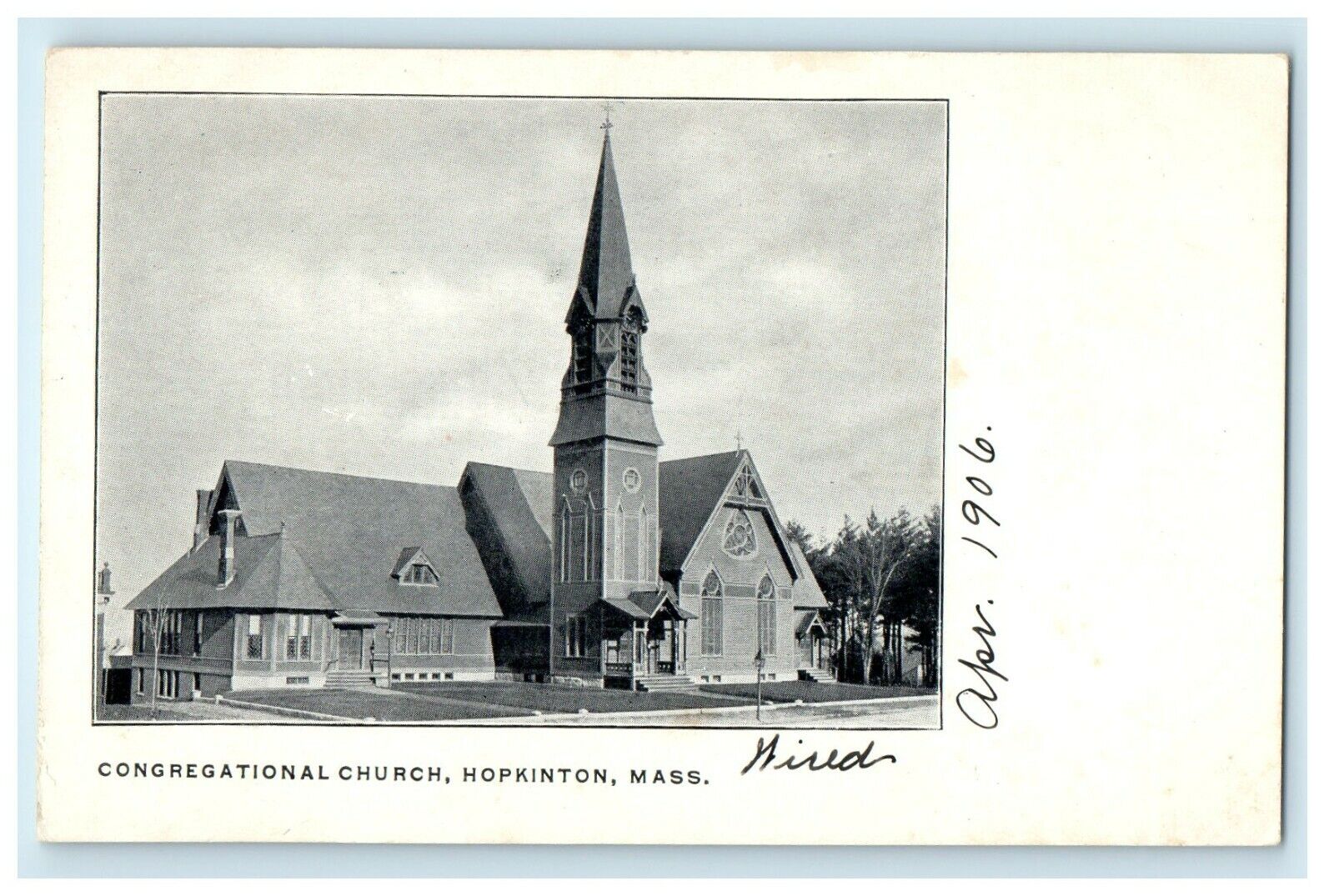 c1906 Congregational Church, Hopkinton, Massachusetts MA Antique Postcard