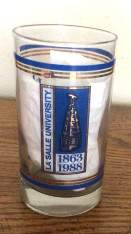 Vintage La Salle University 125th Anniversary Drinking Glass 1863-1988  MUST SEE