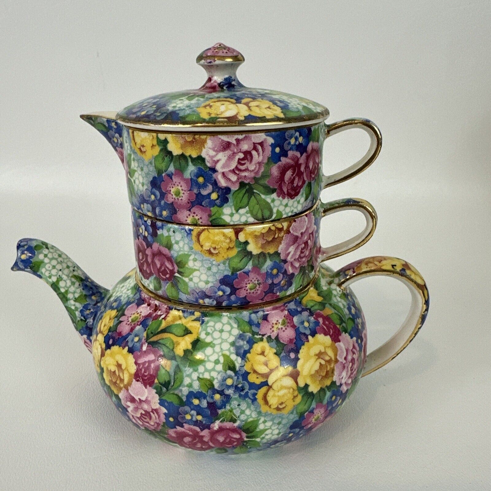 Royal Winton Julia Grimwades China Stacked Teapot For One Made in England