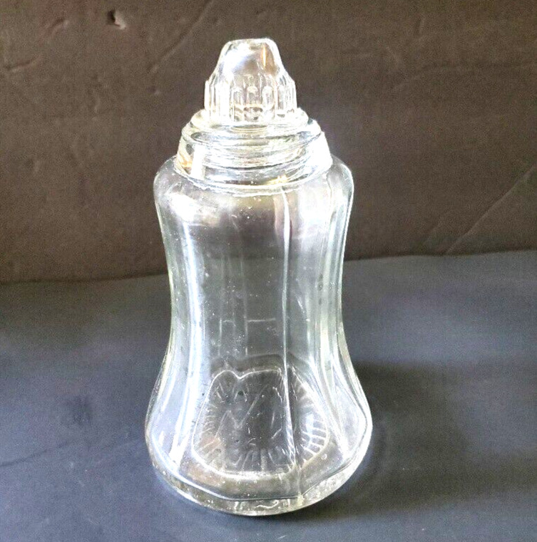 Antique Glass Muffineer Sugar Shaker with Glass Lid Circa 1920