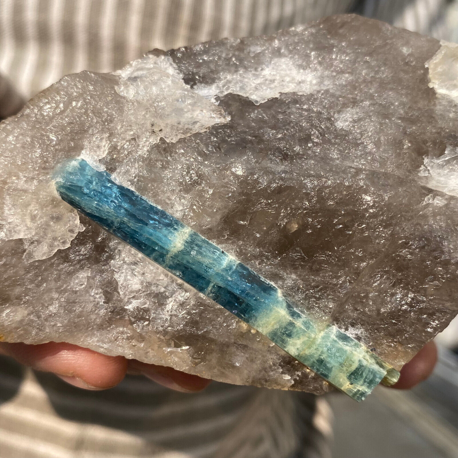 1.4lb Raw Natural Blue Aquamarine Beryl Smoky Quartz Crystal Gems Rough Specimen