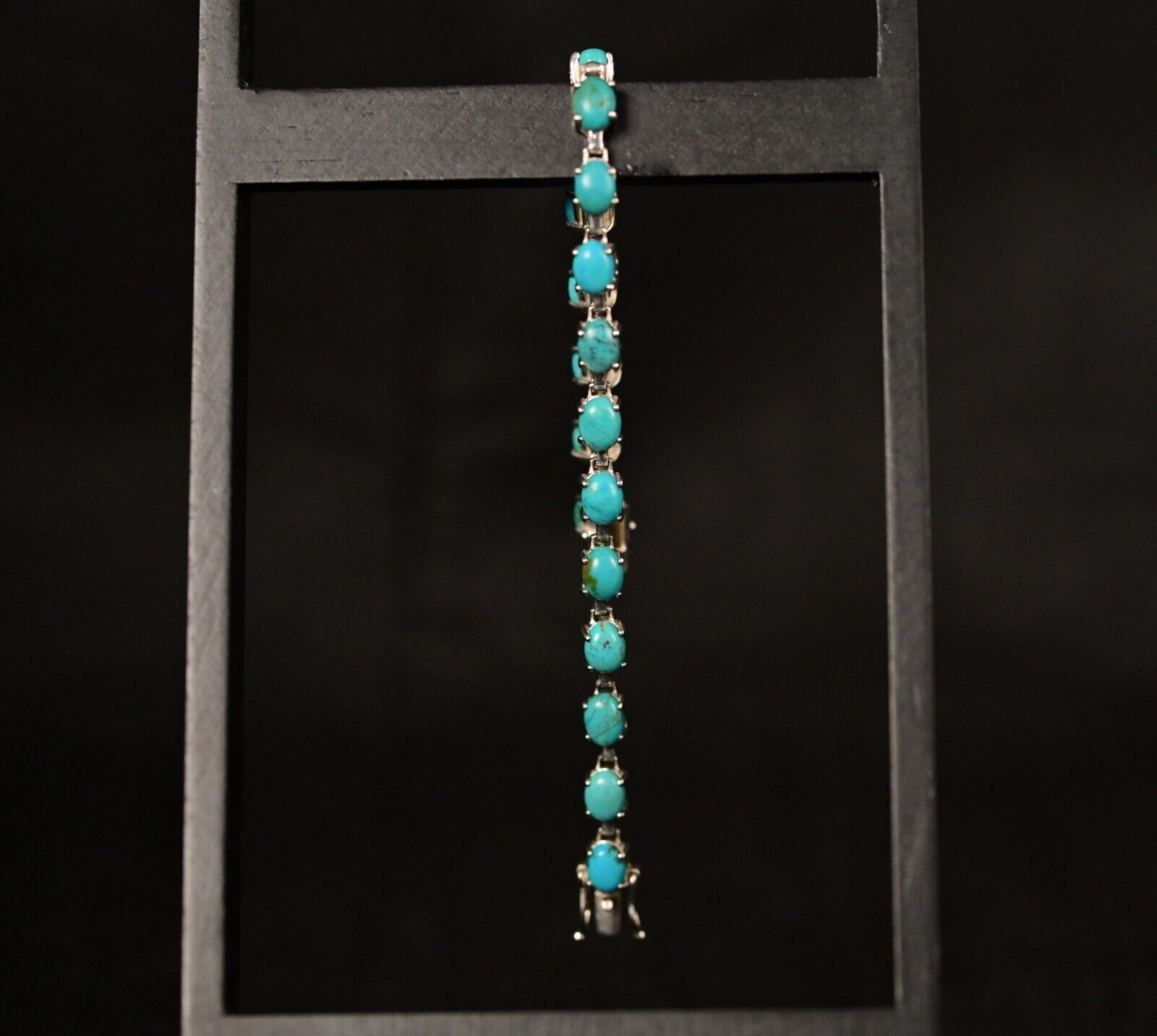 Original Vintage Sterling Silver .925 Native Turquoise Gemstone Estate Bracelet
