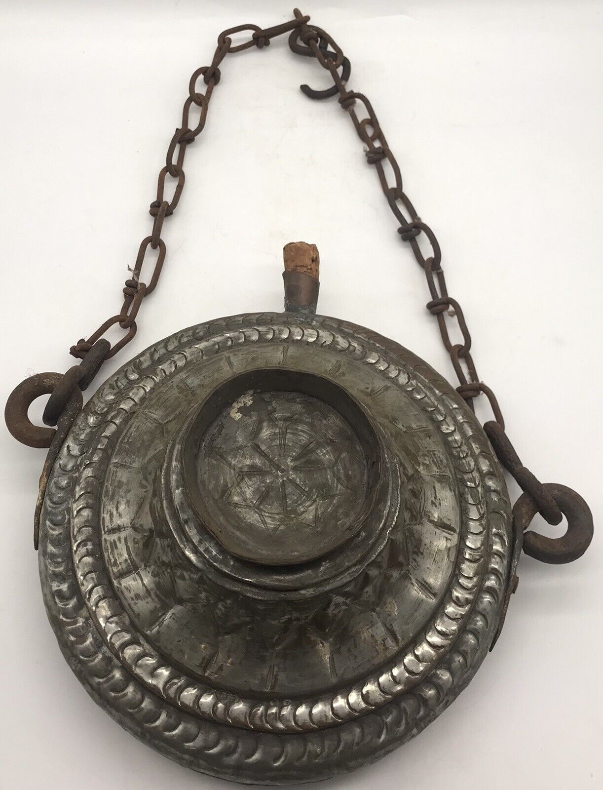 ANTIQUE 1800s ENGLISH METAL WATER BOTTLE/CANTEEN