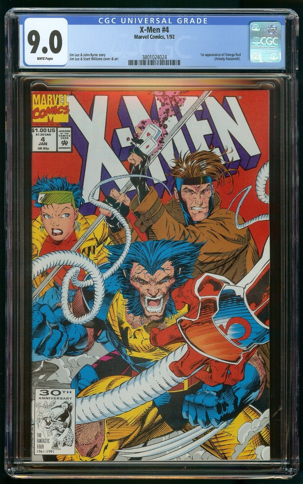 X-MEN #4 (1992) CGC 9.0 1st APPEARANCE OMEGA RED WHITE PAGES