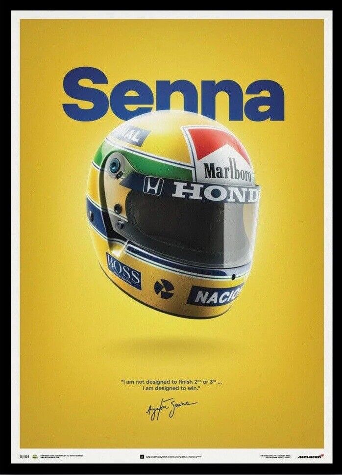 Aytron Senna Helmet 1988 San Marino Grand Prix Formula 1 Poster McLaren Marlboro