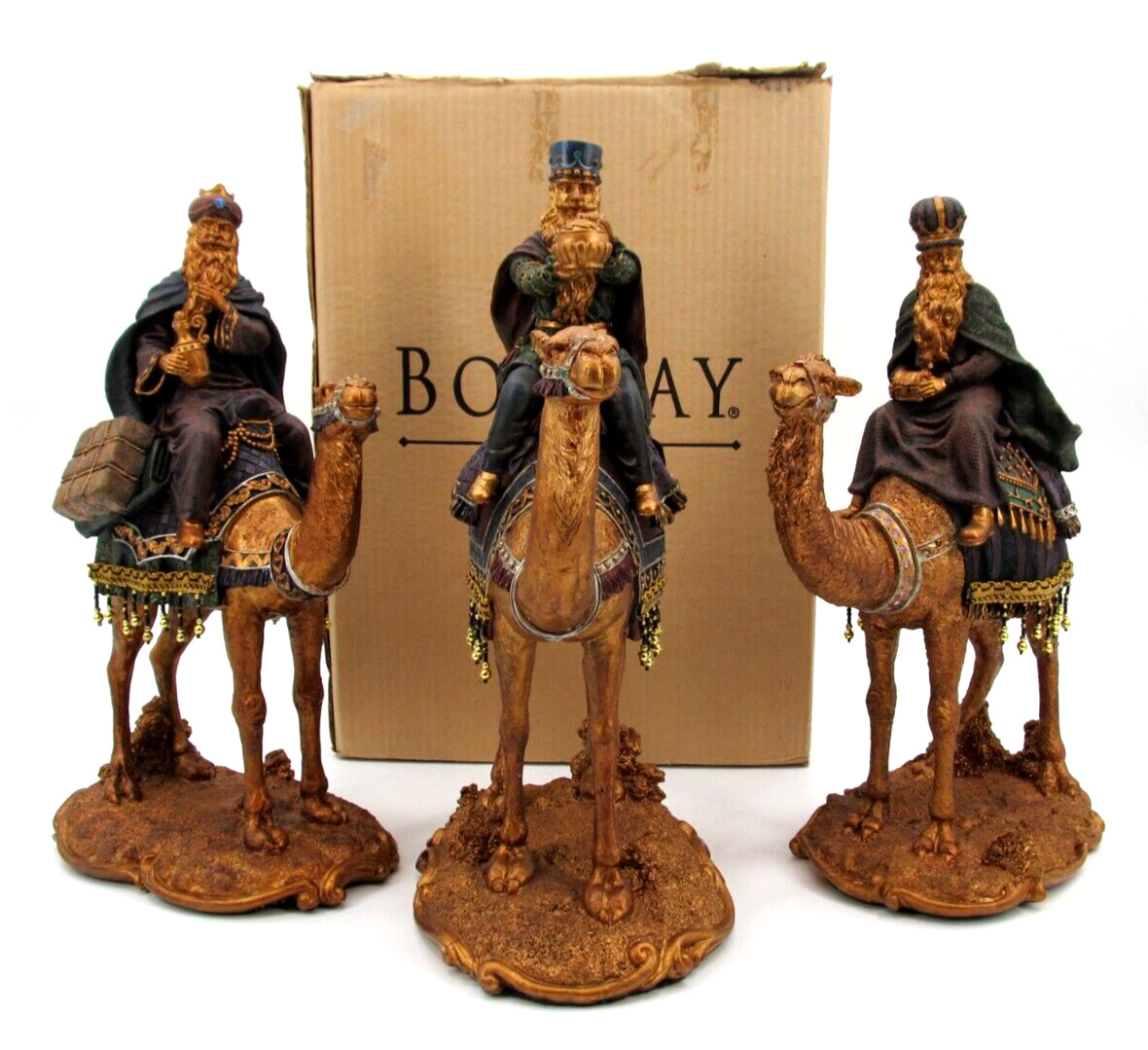 Vtg 2002 Bombay Three Wise Men Christmas Figure Gold Camel Collectible Holiday