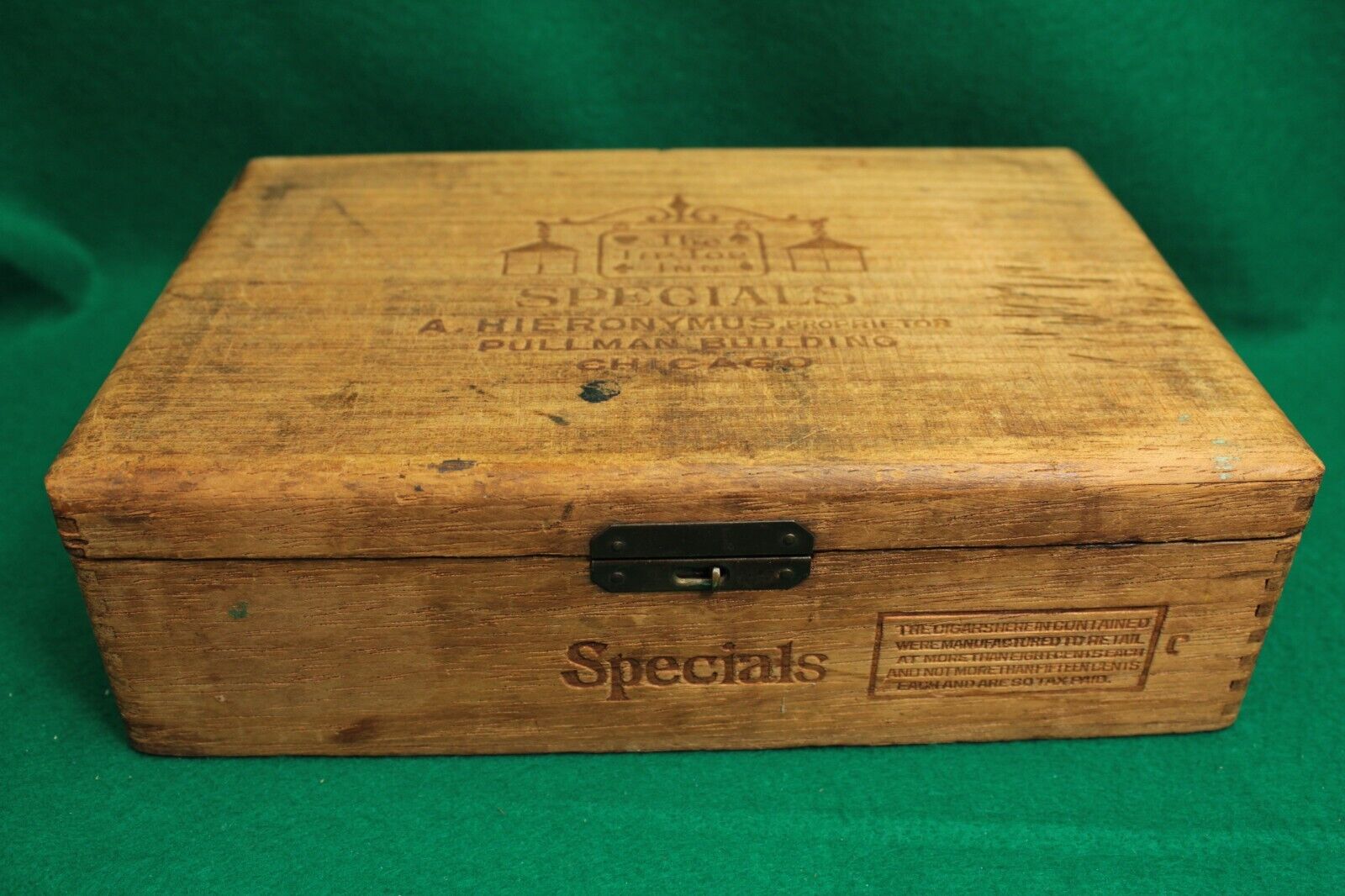 Antique Wooden Custom Cigar Box, Boite Nature, Lockwork Corners