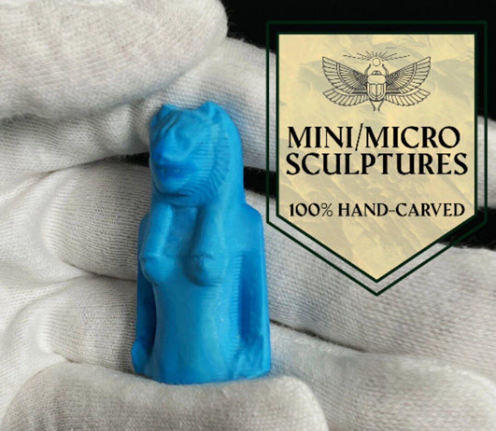 Turquoise Sekhmet Mini Statue - Made by egyptian hands .