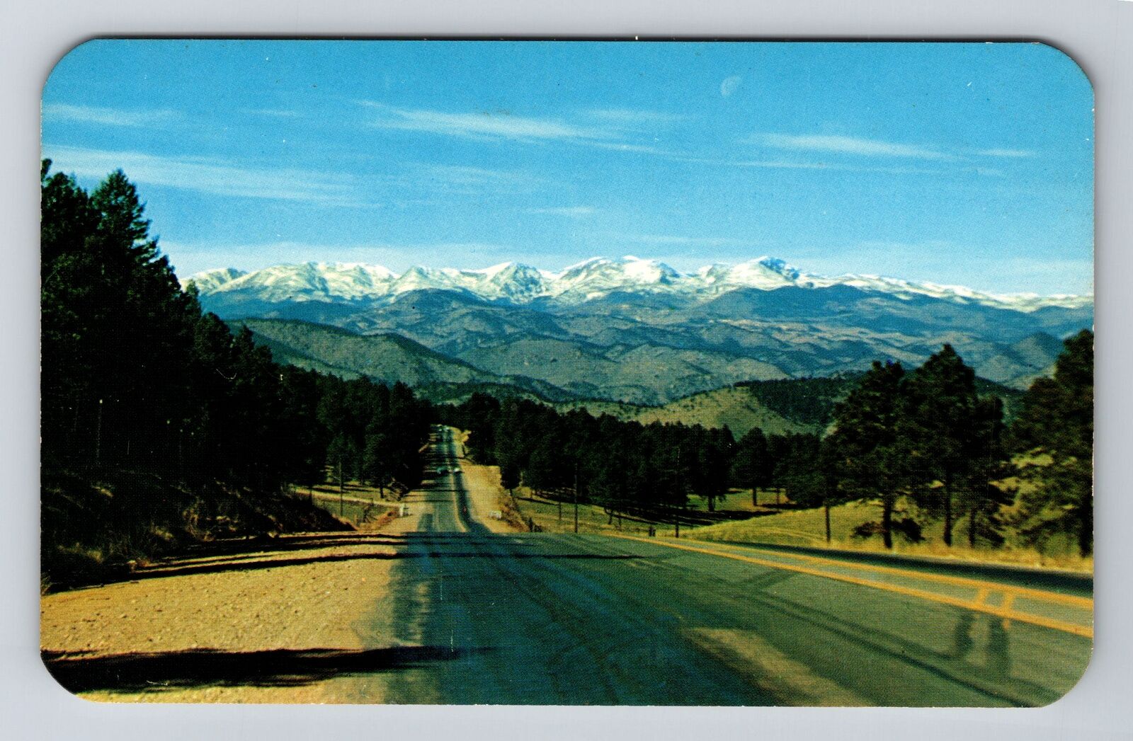 Denver CO-Colorado, Snowy Peaks, Continental Divide Vintage Souvenir Postcard
