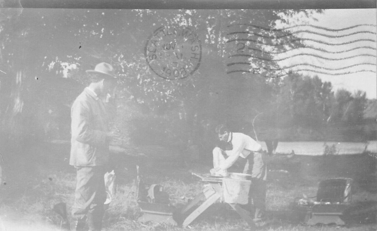 RPPC Gooding Idaho Camp Preparing the Meal 1909 Real Photo Postcard 9489