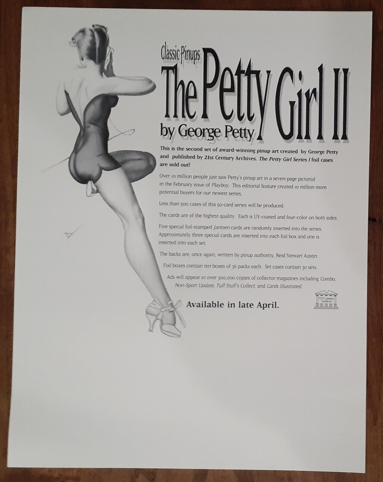 Dealer Promo Sell Sheet  - 1993 21st Century THE PETTY GIRL SERIES 2 Cards 