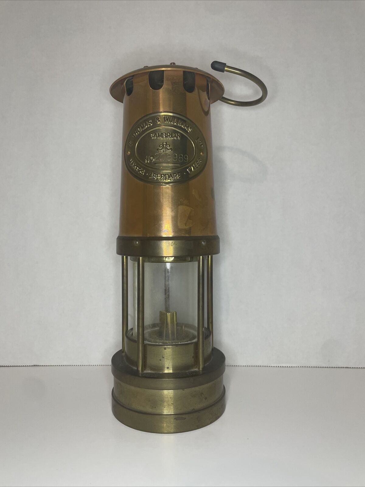 Vintage E. Thomas & Williams Cambrian Brass Miners Lamp Aberdare Wales