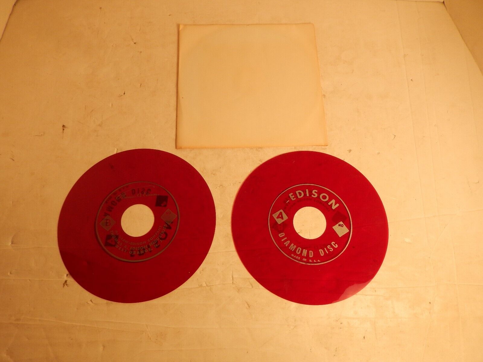 Vintage NOS 10 pk Thomas Edison Voicewriter Blank Red Translucent Diamond Discs