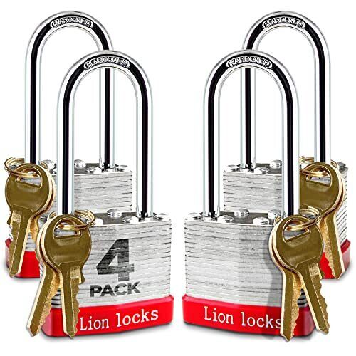 4 Keyed-Alike Padlocks w/ 2â€ Long Shackle 8 Keys Hardened Steel Pad Lock P