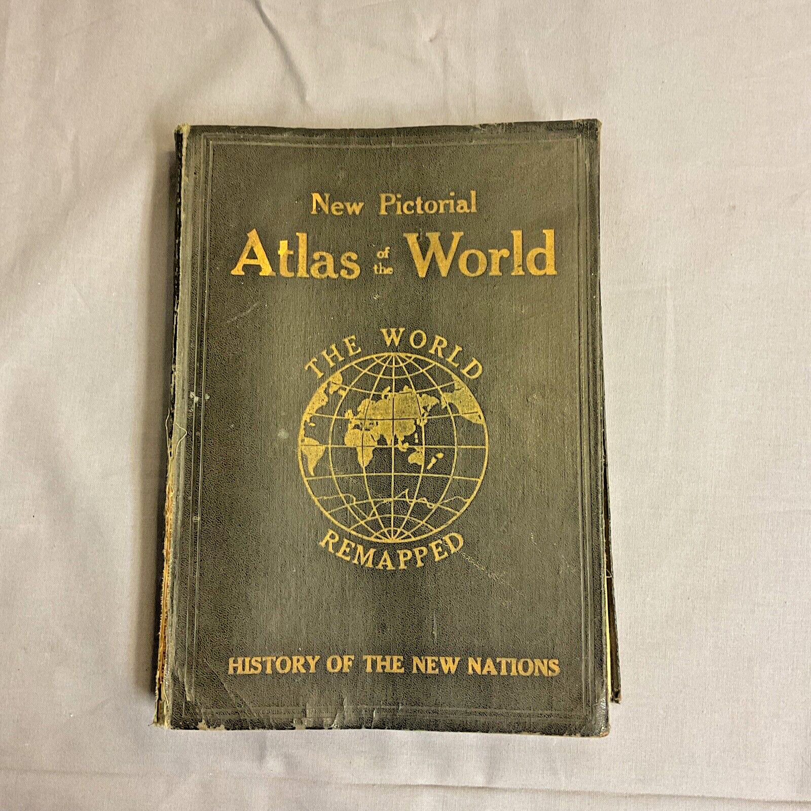 Antique 1921 World Atlas Book New Census - John Thomas Illustrated History Retro