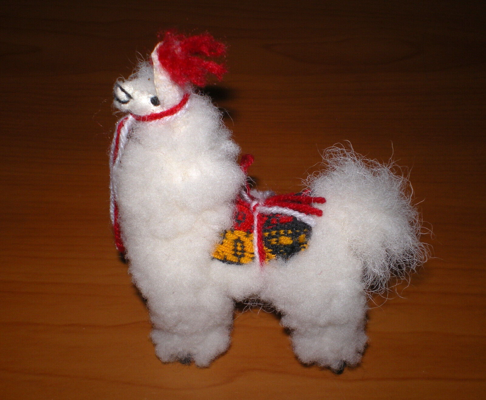 Peruvian Decorative Stuffed Alpaca LLAMA Toy Figure *  REAL Soft White Fur 4.5\