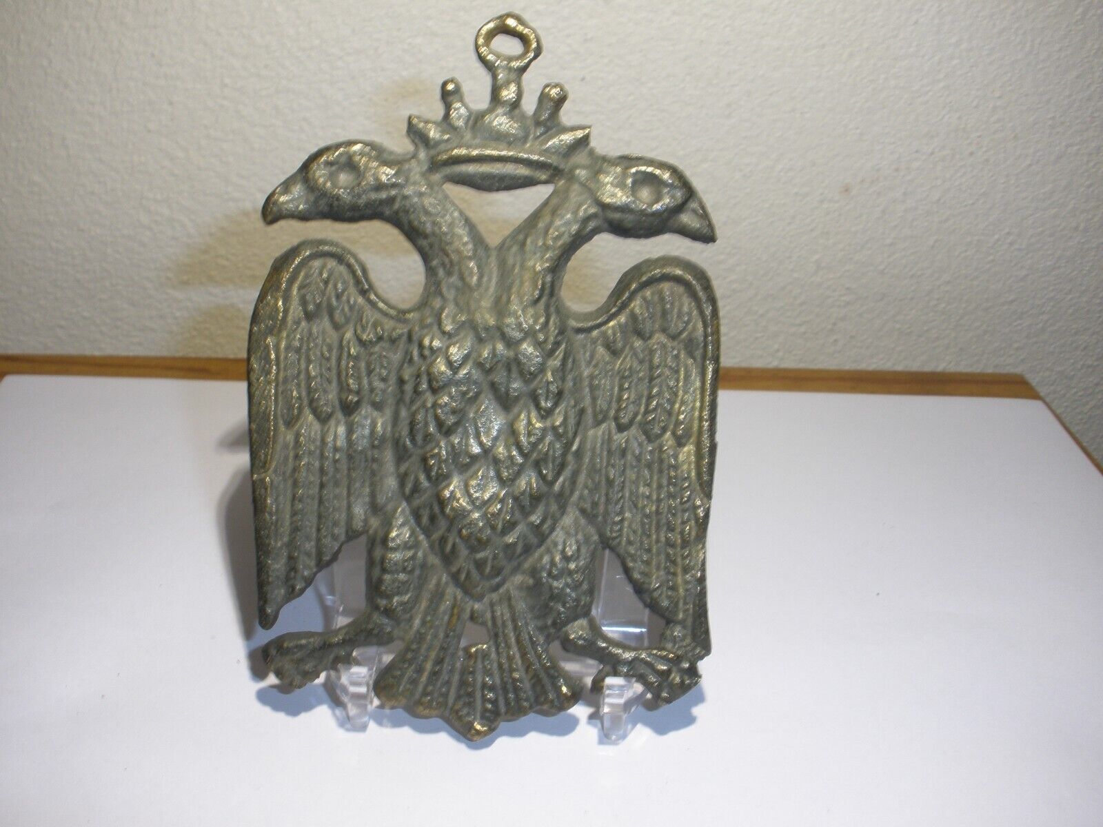 Vintage Brass Byzantine Symbol Double-Headed Eagle Crest Coat Of Arms