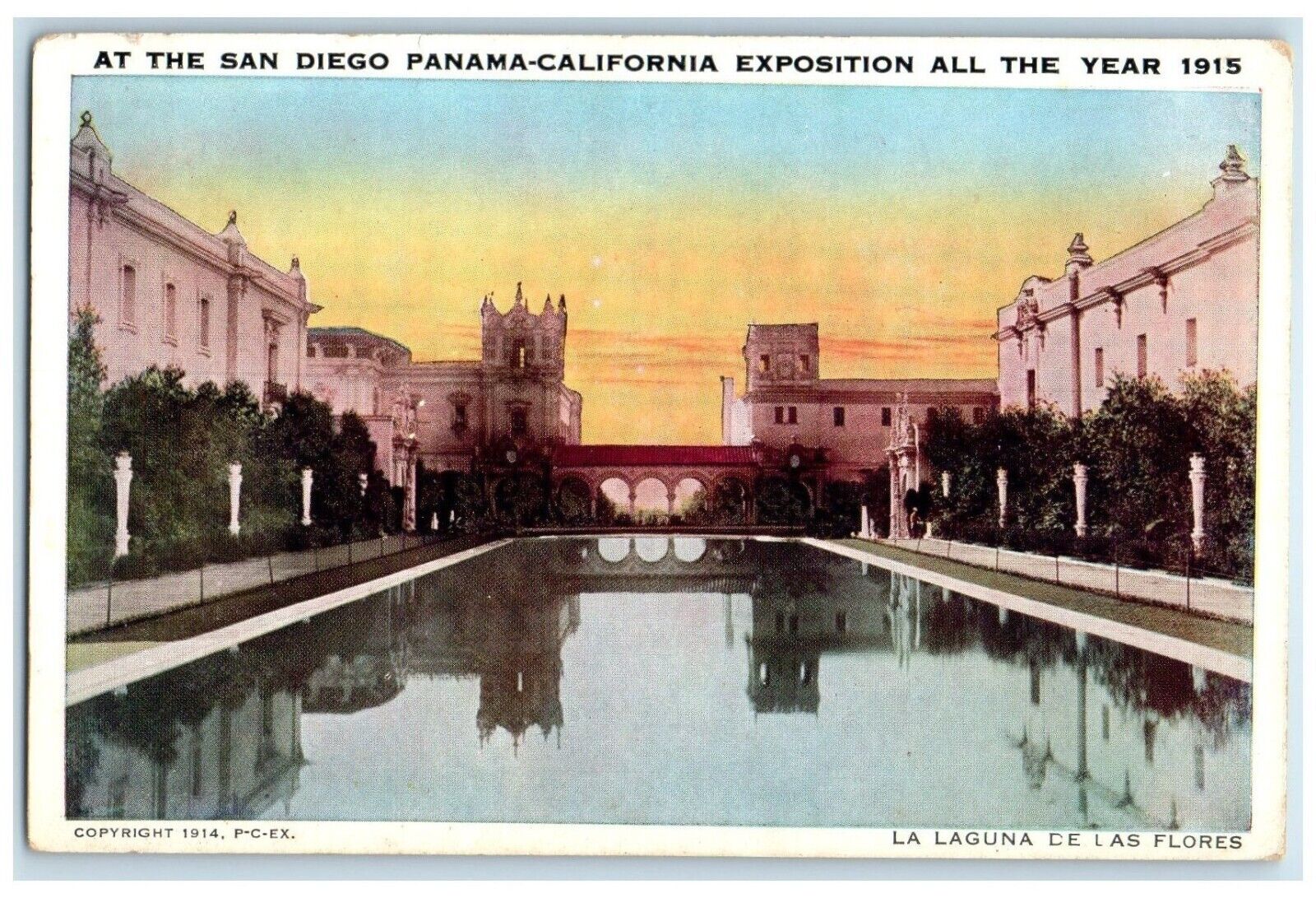 1915 San Diego Panama California Exposition La Laguna De Las Flores Postcard