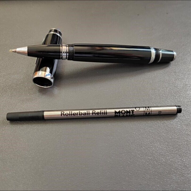 Luxury Bohemia Resin Series Bright Black-Silver Clip 0.7mm Rollerball Pen No Box