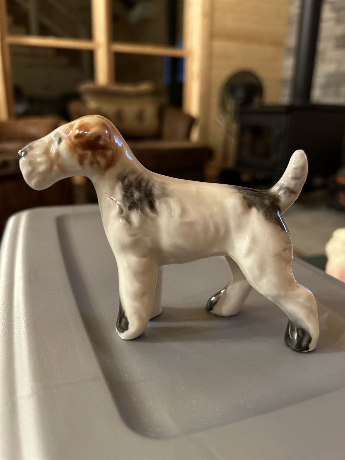 Vintage Ceramic Dog Figurine Airedale Wired Fox Terrier 