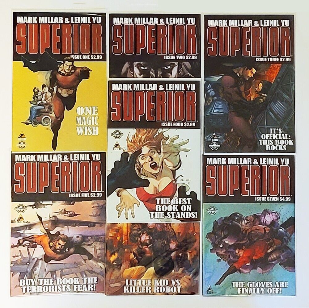 Millar & Yu SUPERIOR 1-7 Complete Series 1st Prints VF/NM, Marvel Icon 2010-2012