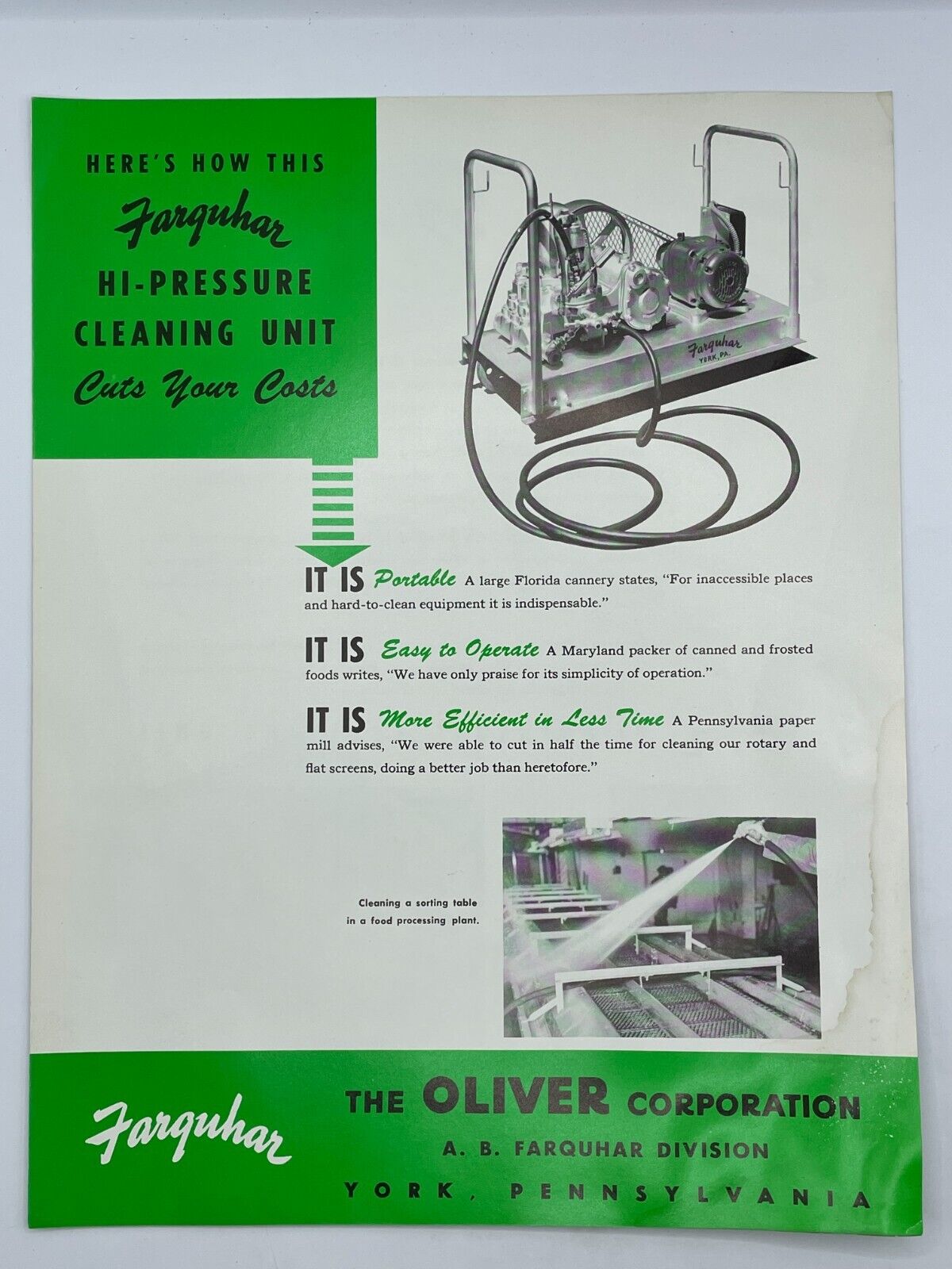 Farquhar Oliver HiPressure Cleaning Unit