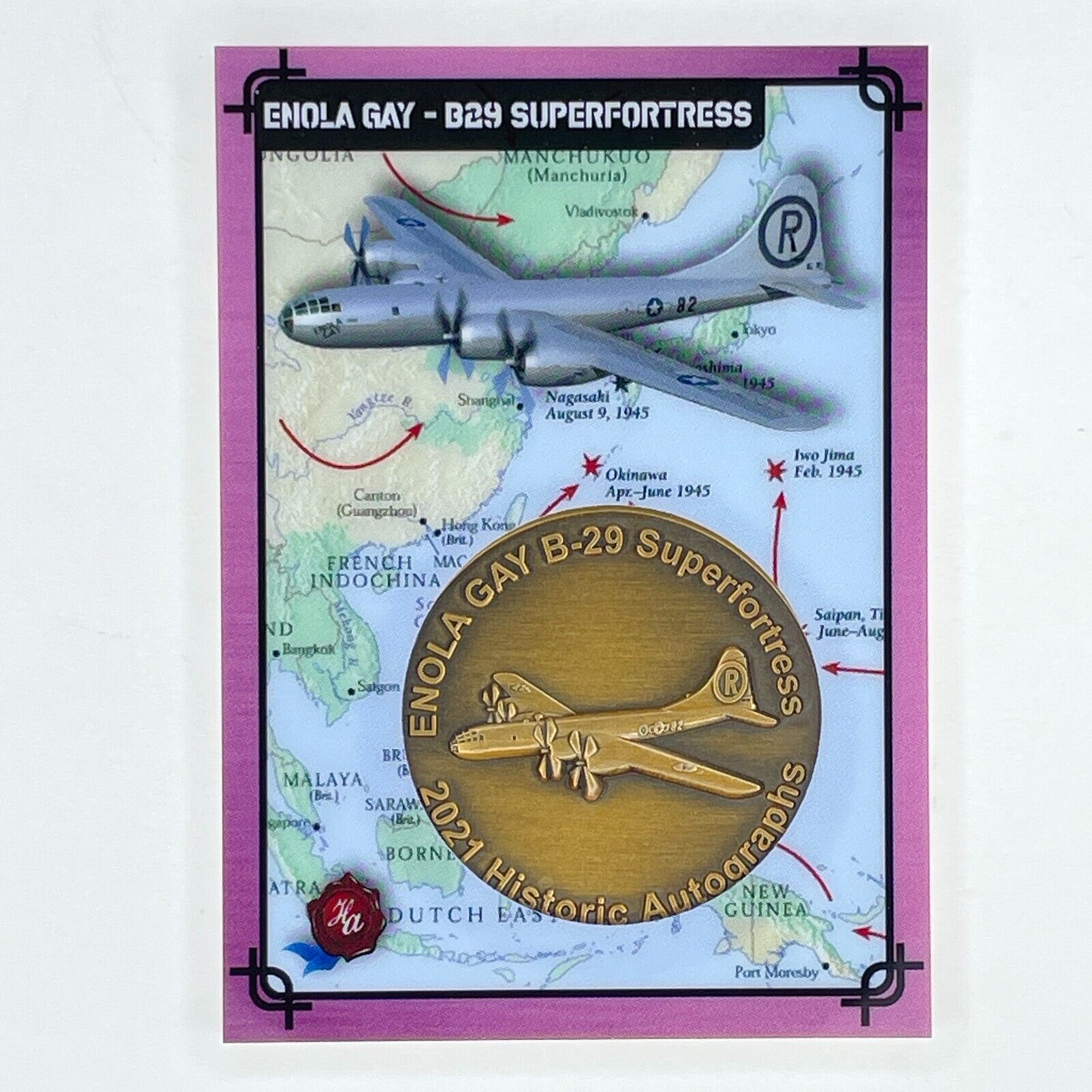 2021 HA Enola Gay B29 Superfortress Challenge Coin 1945 End of WWII Magenta /50
