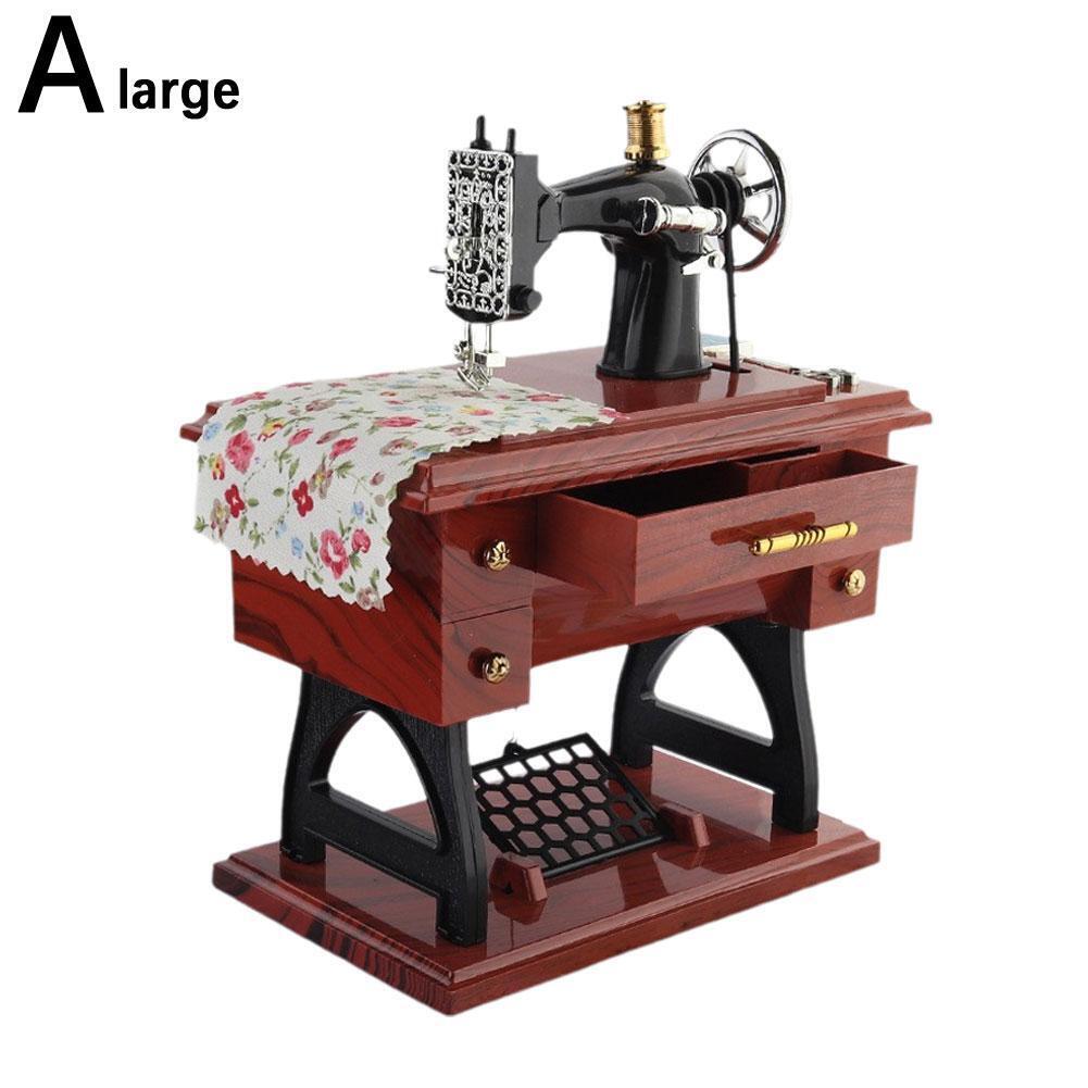 Music Box Mini Sewing Machine Style Mechanical BirthdayXmas Gift Table Decor