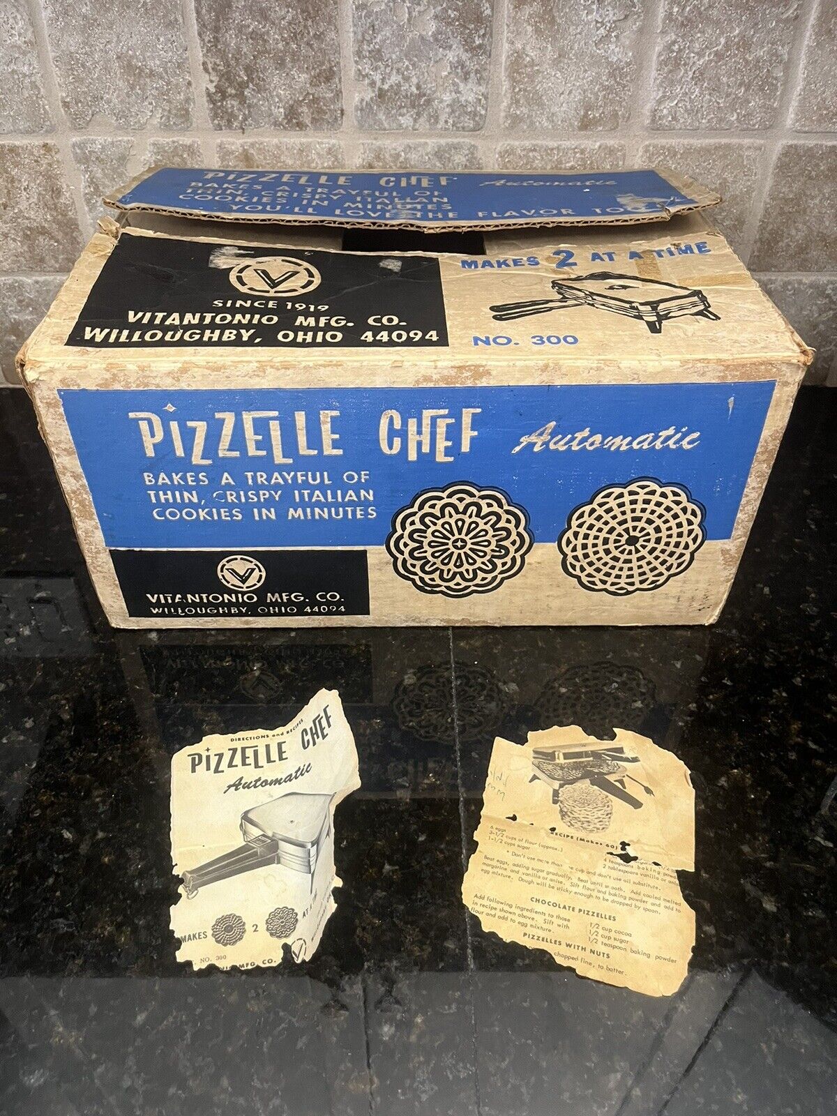 Vintage Vitantonio Pizzelle Chef 300A Italian Cookie Maker Tested Works With Box