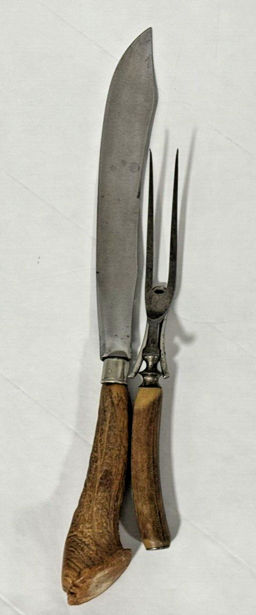 Antique carving knife set Stag Handle