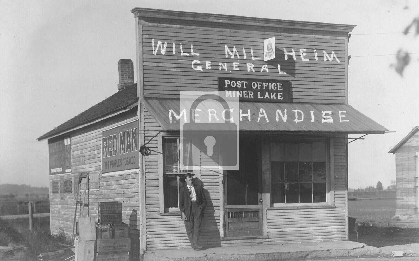 General Store & Post Office Miner Lake Michigan MI Reprint Postcard