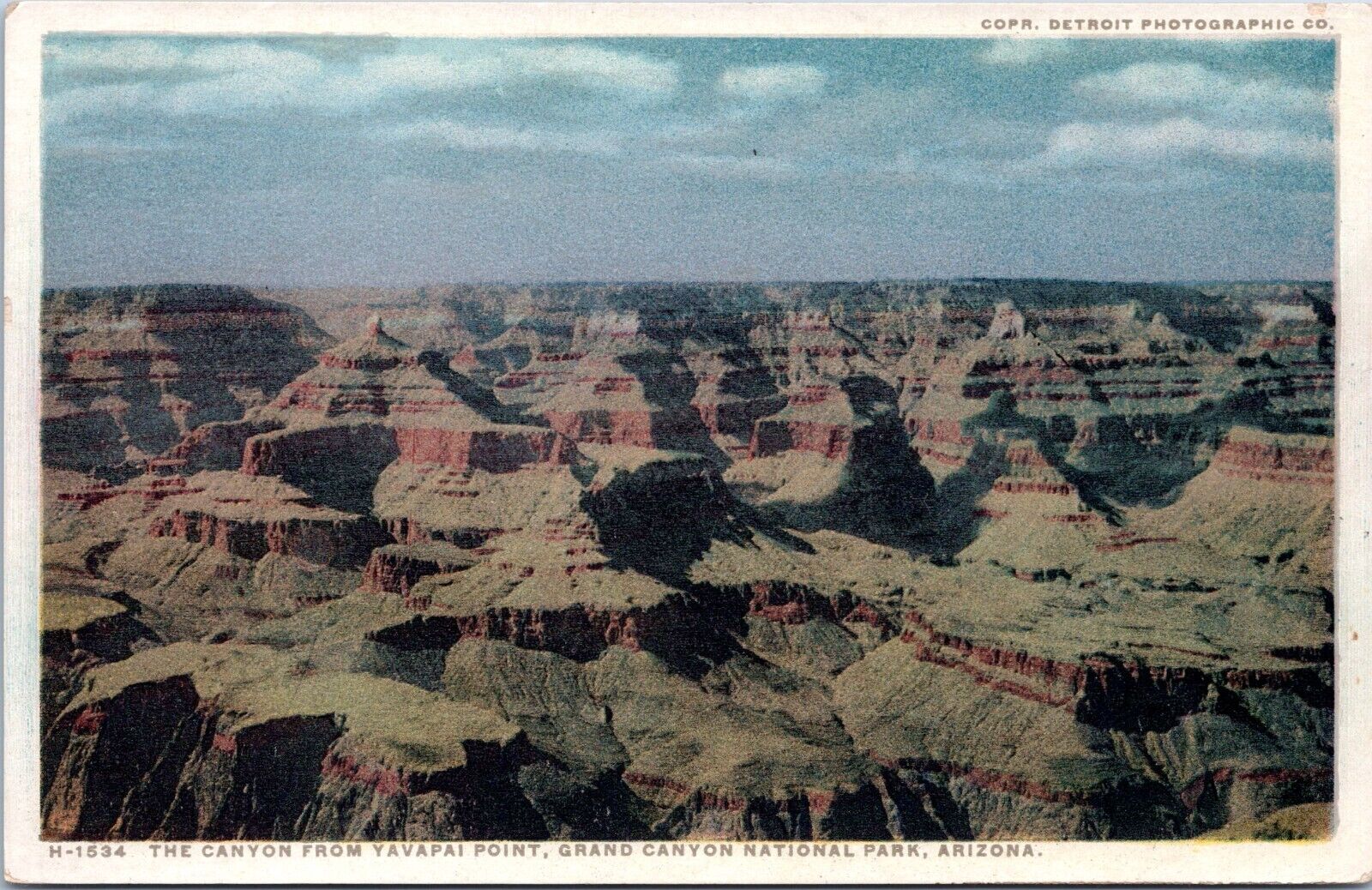 View from Yavapai Point, Grand Canyon, Arizona - c1920s Fred Harvey Postcard