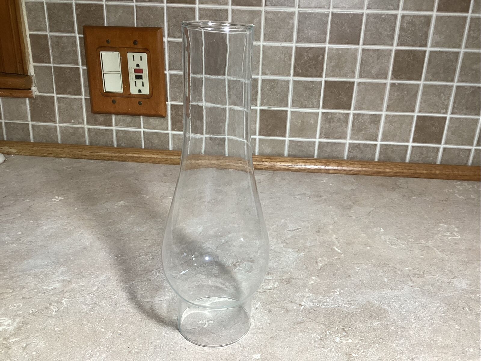 3 “ Fitter X 10” Tall CLEAR  GLASS  OIL KEROSENE LAMP CHIMNEY- 2” Top