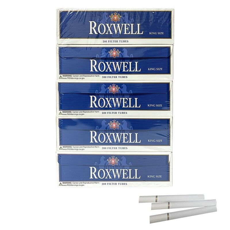 Roxwell Pre Rolled Tubes King Size Blue Cigarette Filter Tubes 5 Box of 200/Pack