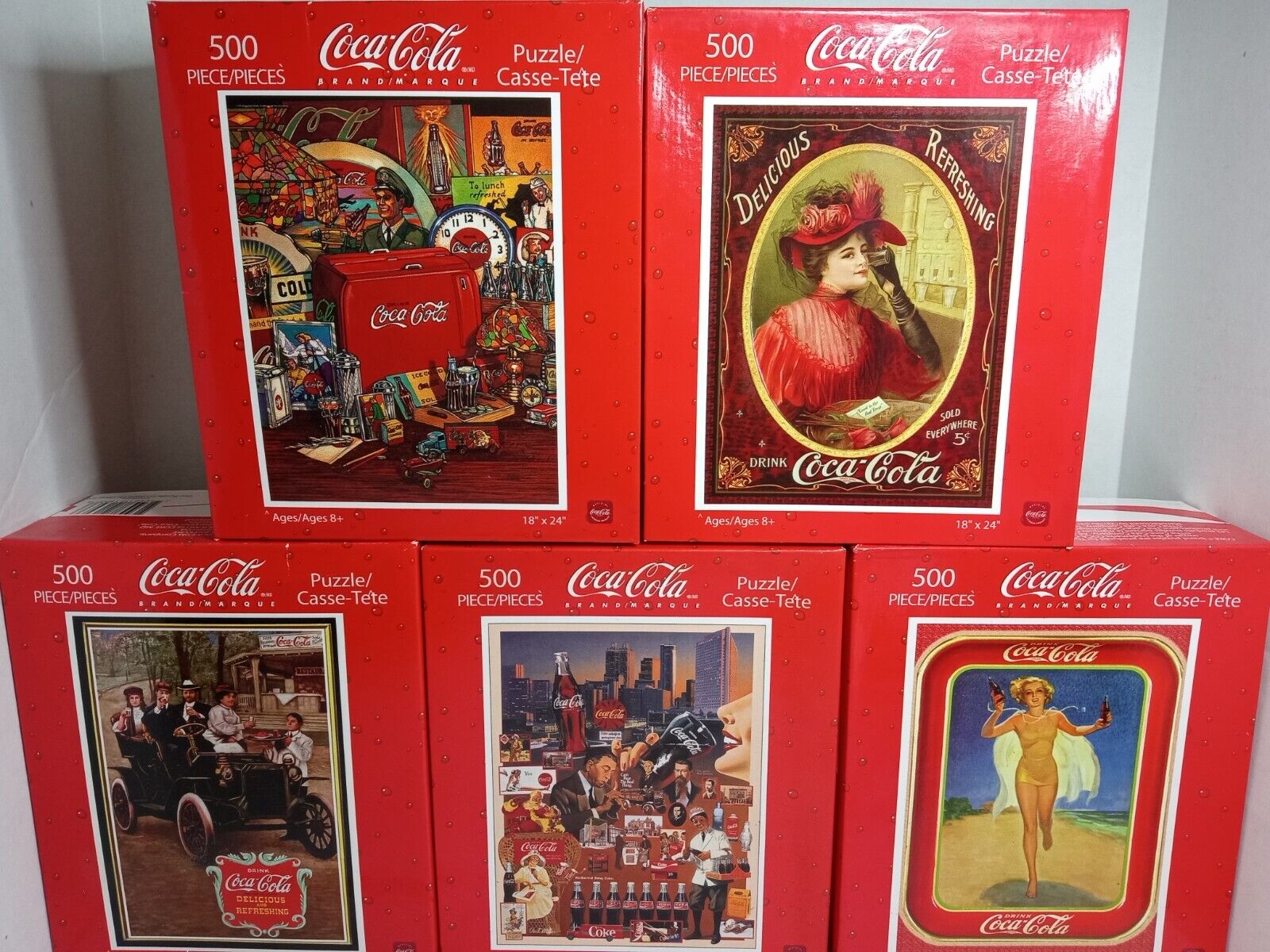Vintage Coca Cola Jigsaw Puzzles Lot of 5 Unopened 500 Pcs 18\
