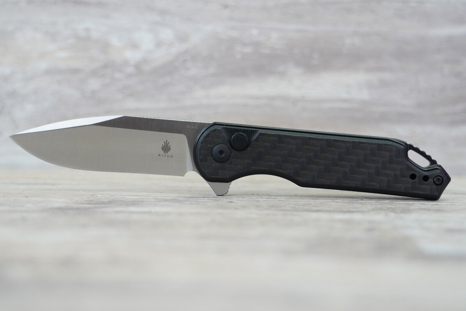 Kizer Assassin Pocket Knife, 154CM Steel,  Carbon Fiber & G10 Handle, V3549C3