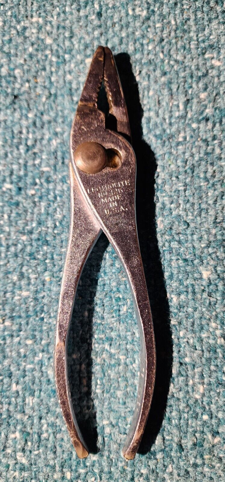 Vtg. 6½” LECTROLITE Slip Joint Pliers, No. 126, Made in USA Knurled handles